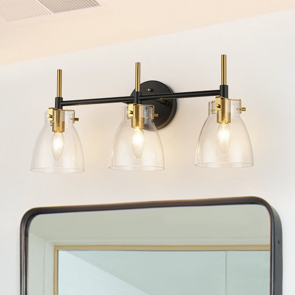 Ornuvix Black Brass Bell Shade Glass Vanity Wall Lamp