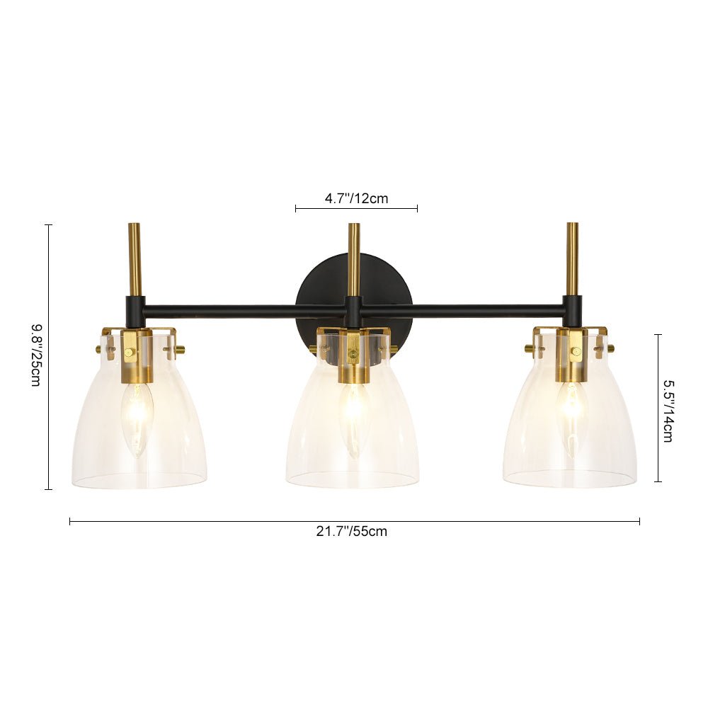 Ornuvix Black Brass Bell Shade Glass Vanity Wall Lamp