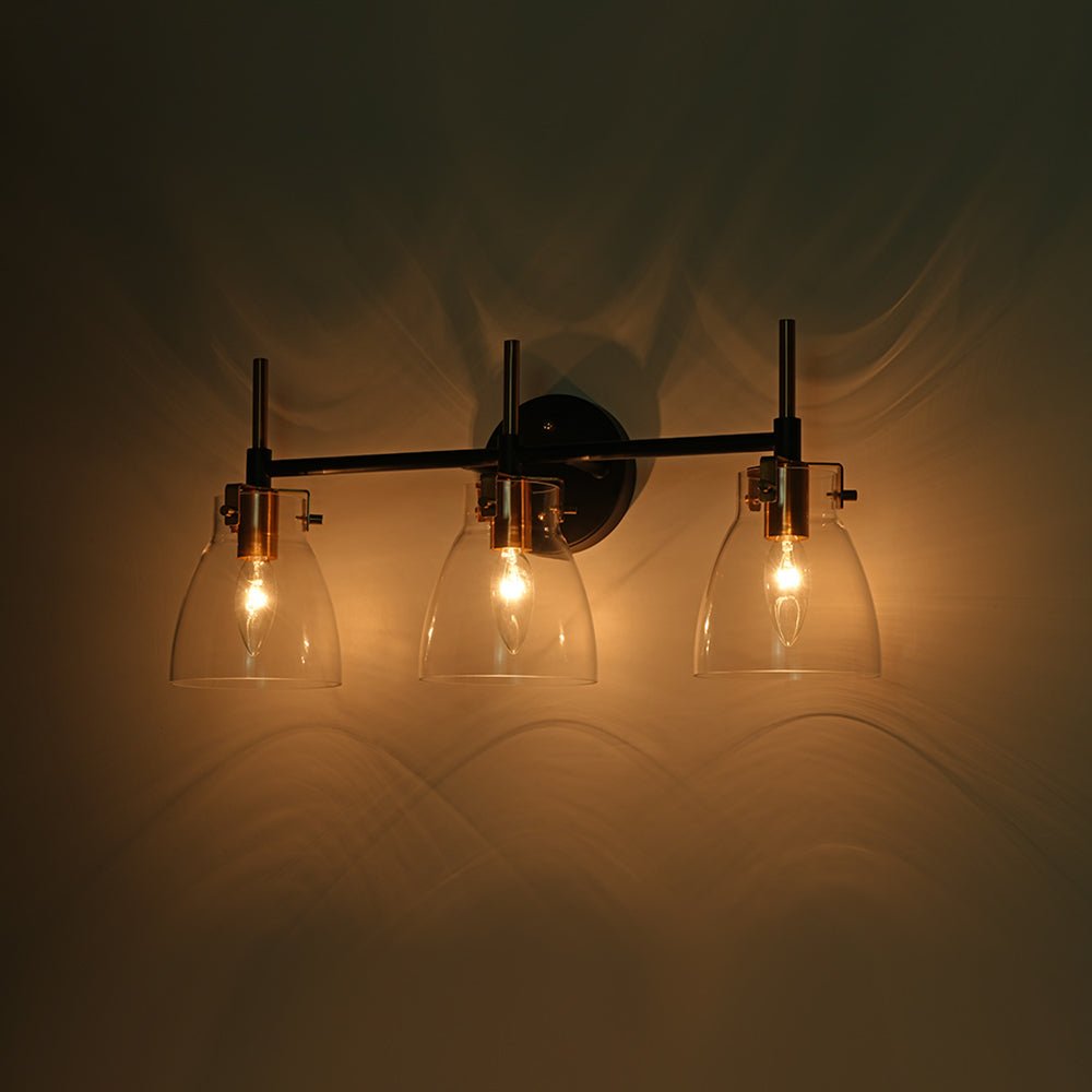 Ornuvix Black Brass Bell Shade Glass Vanity Wall Lamp