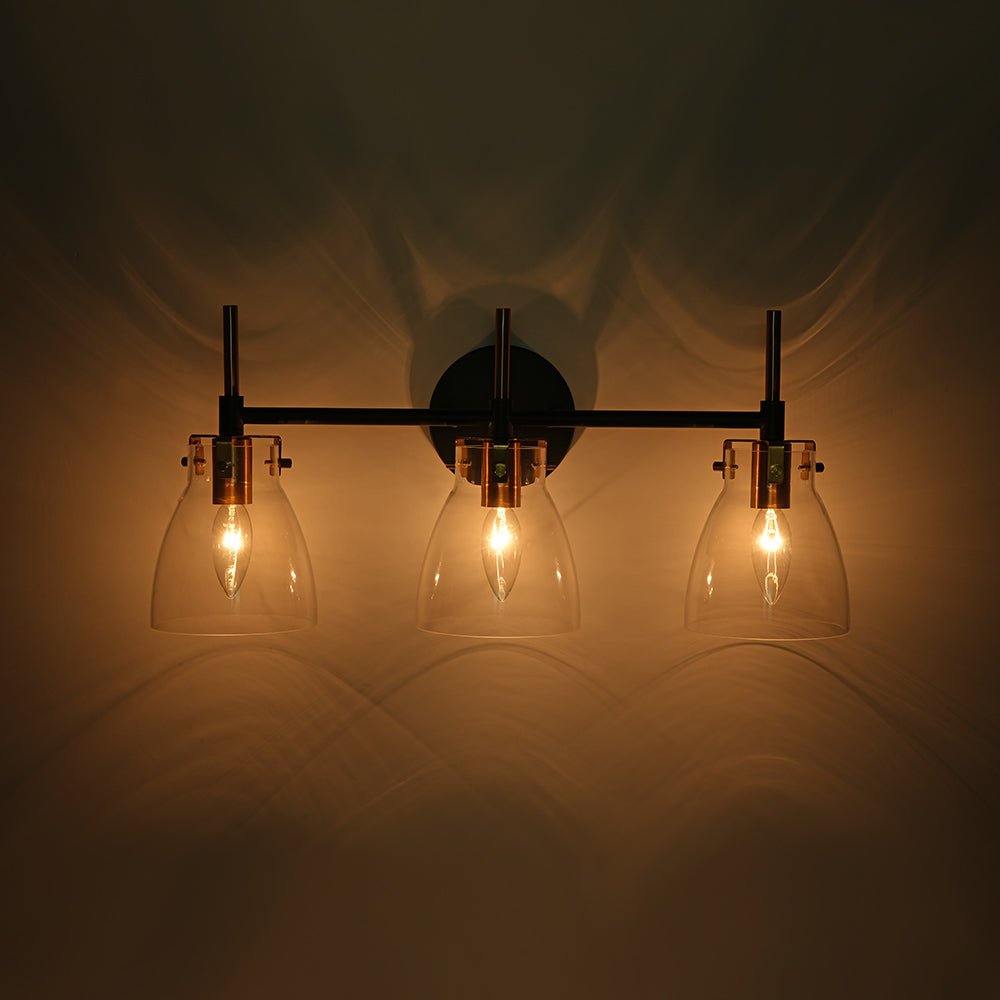 Ornuvix Black Brass Bell Shade Glass Vanity Wall Lamp