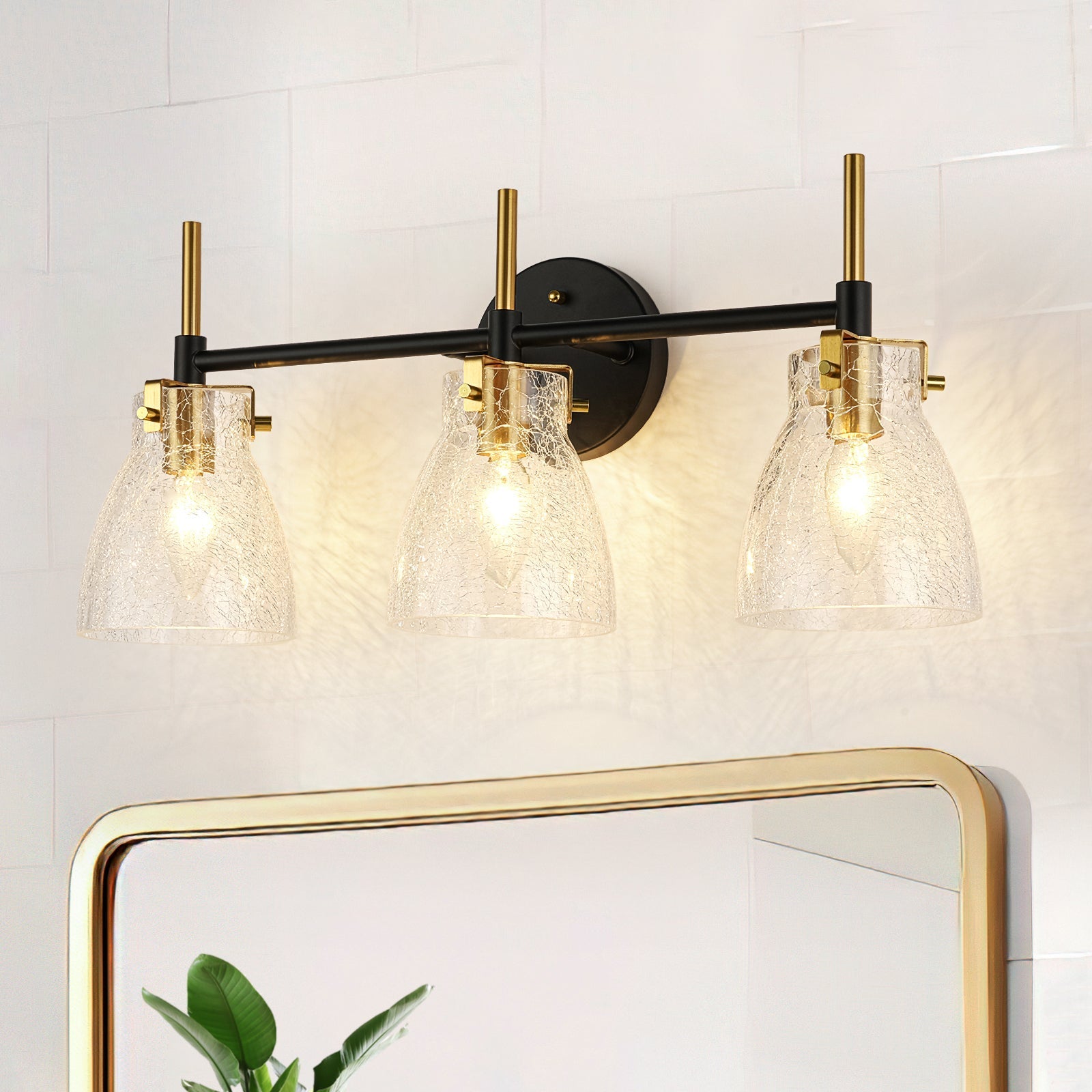 Ornuvix Black Brass Bell Shade Glass Vanity Wall Lamp