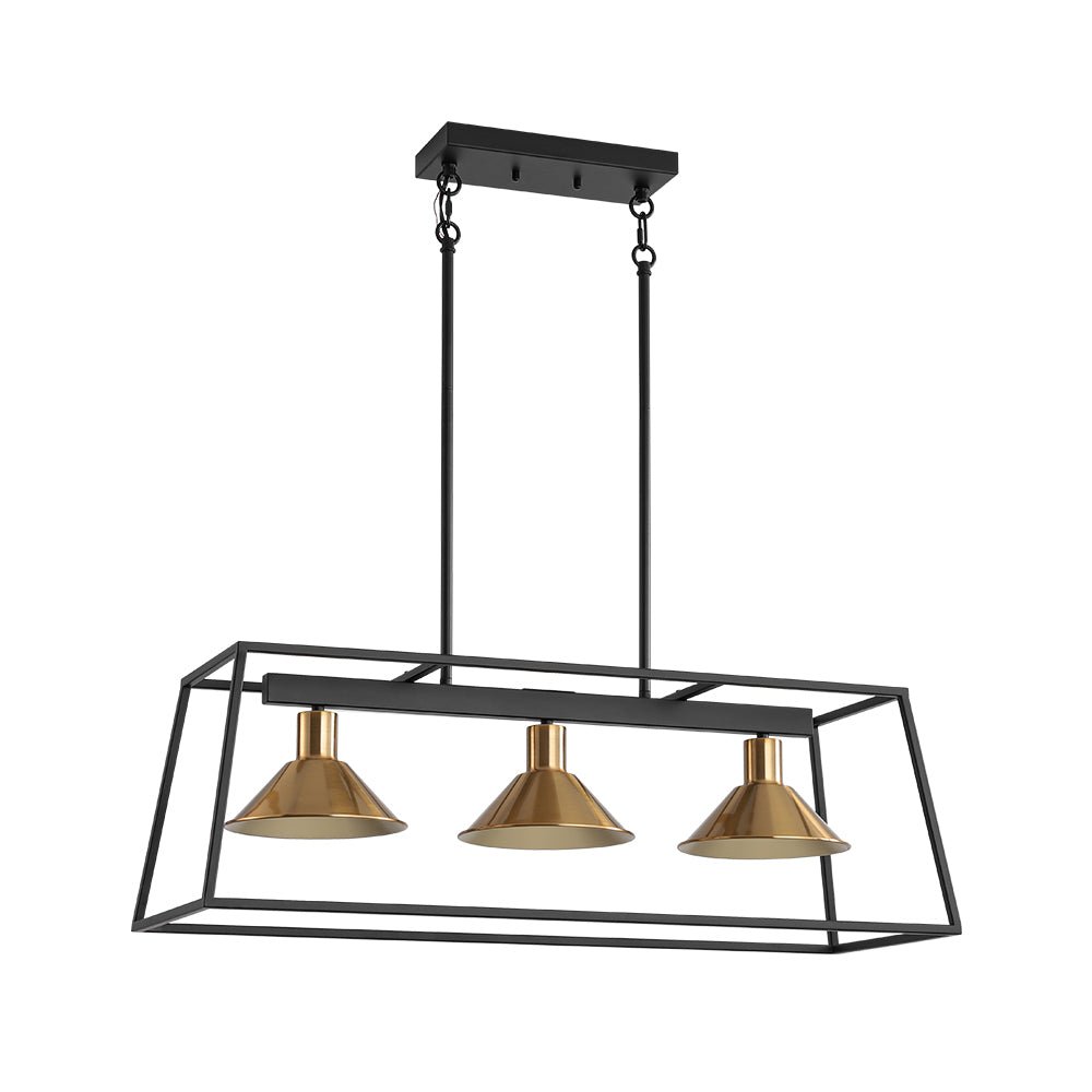 Ljomuvyr Rectangle Cage Black Brass Metal Chandelier