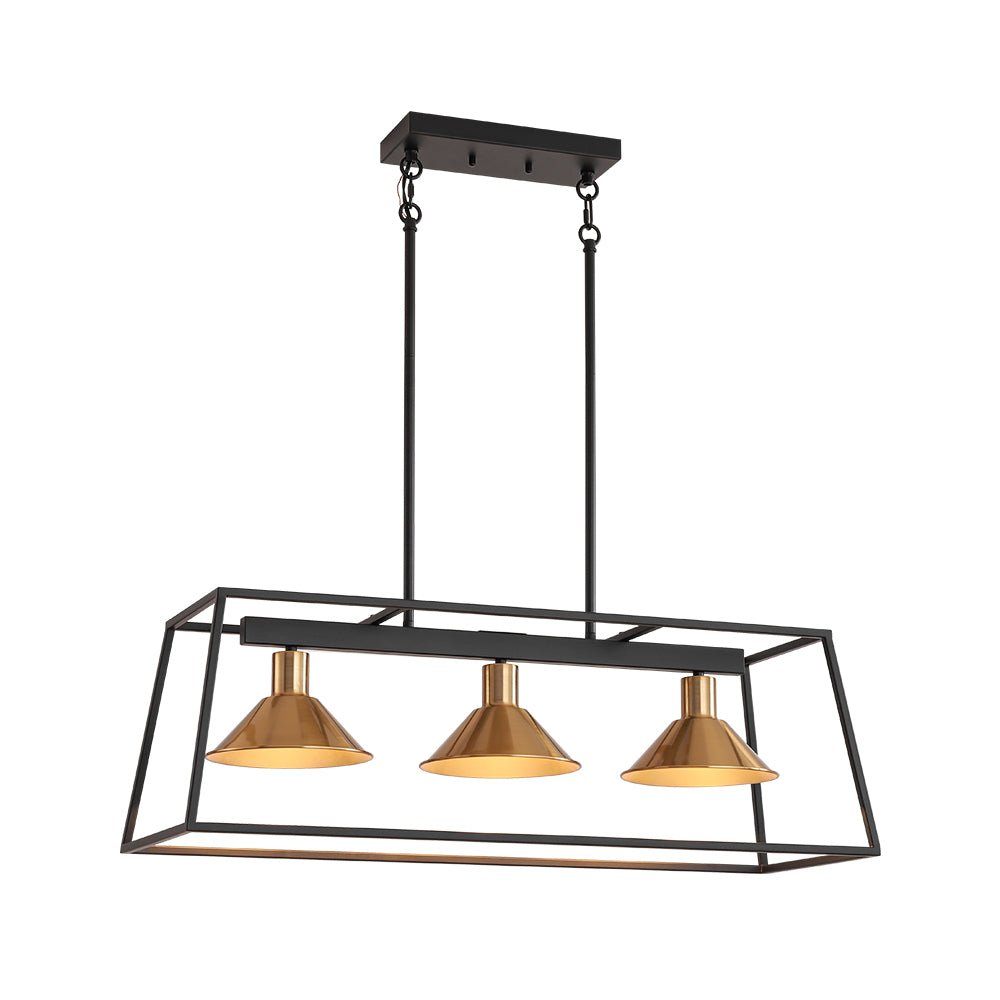 Ljomuvyr Rectangle Cage Black Brass Metal Chandelier