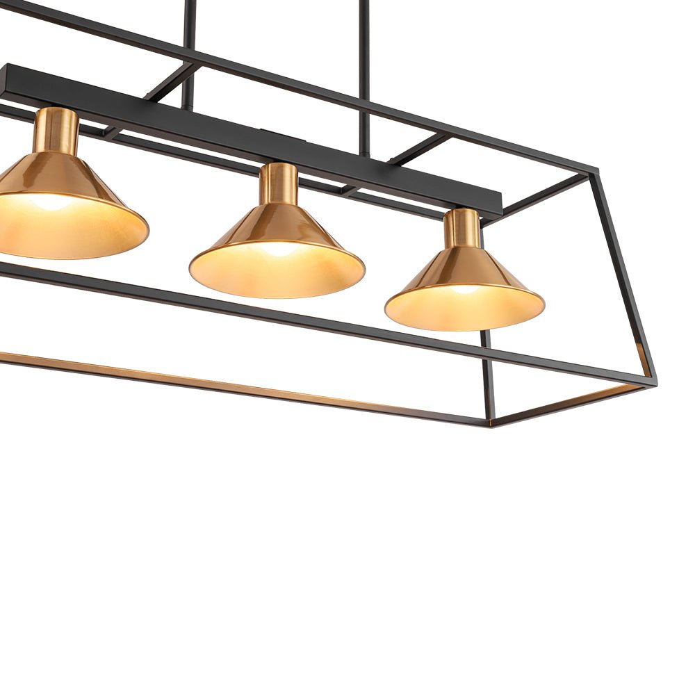 Ljomuvyr Rectangle Cage Black Brass Metal Chandelier