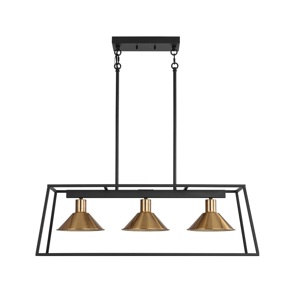 Ljomuvyr Rectangle Cage Black Brass Metal Chandelier
