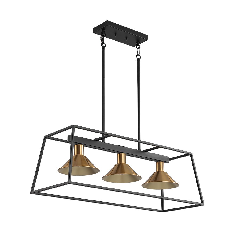 Ljomuvyr Rectangle Cage Black Brass Metal Chandelier