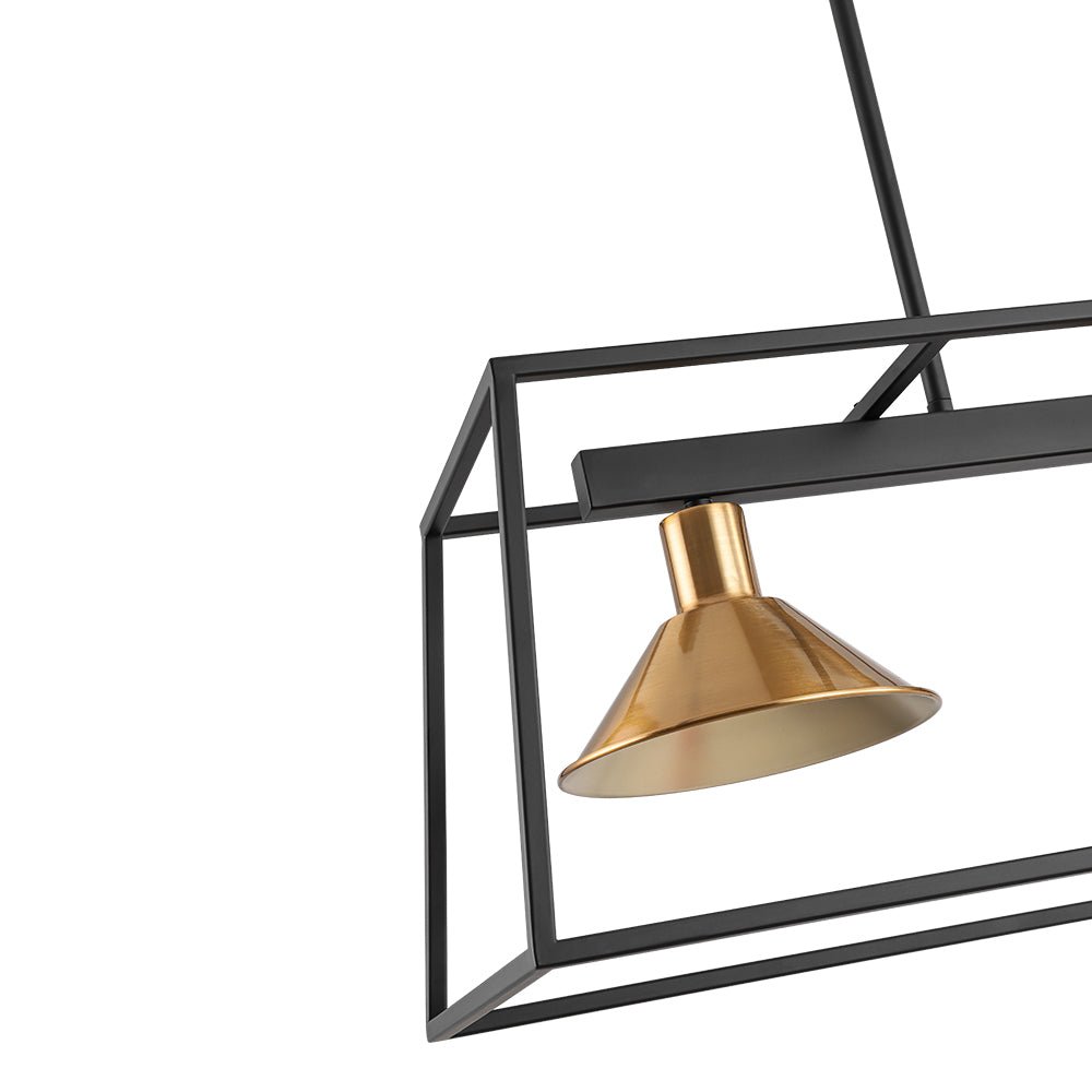 Ljomuvyr Rectangle Cage Black Brass Metal Chandelier
