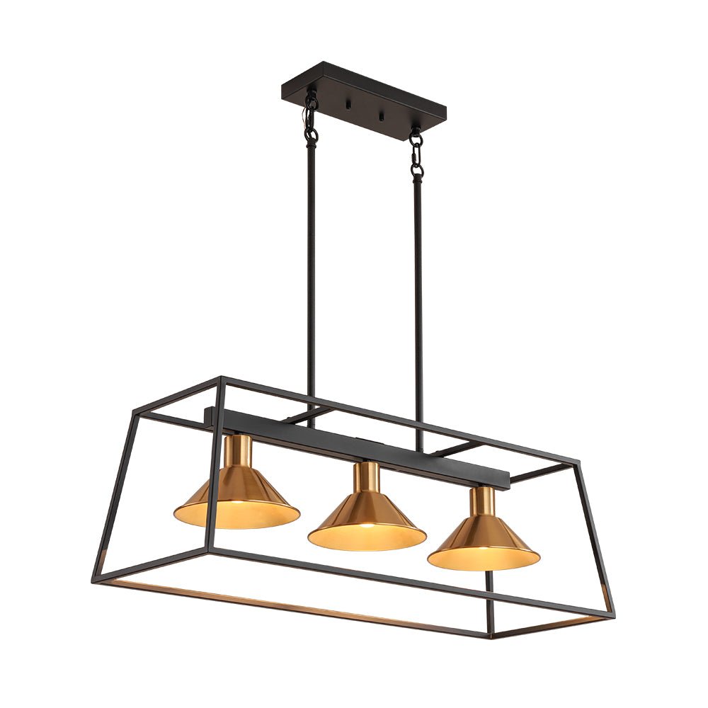 Ljomuvyr Rectangle Cage Black Brass Metal Chandelier