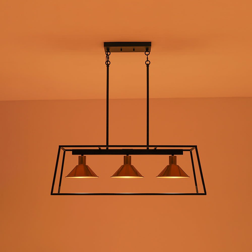 Ljomuvyr Rectangle Cage Black Brass Metal Chandelier