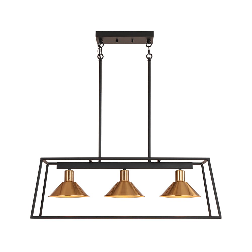 Ljomuvyr Rectangle Cage Black Brass Metal Chandelier