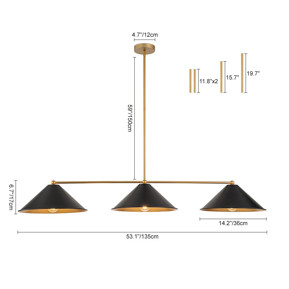 Rauduvix Black Cone Shade Metal Pendant