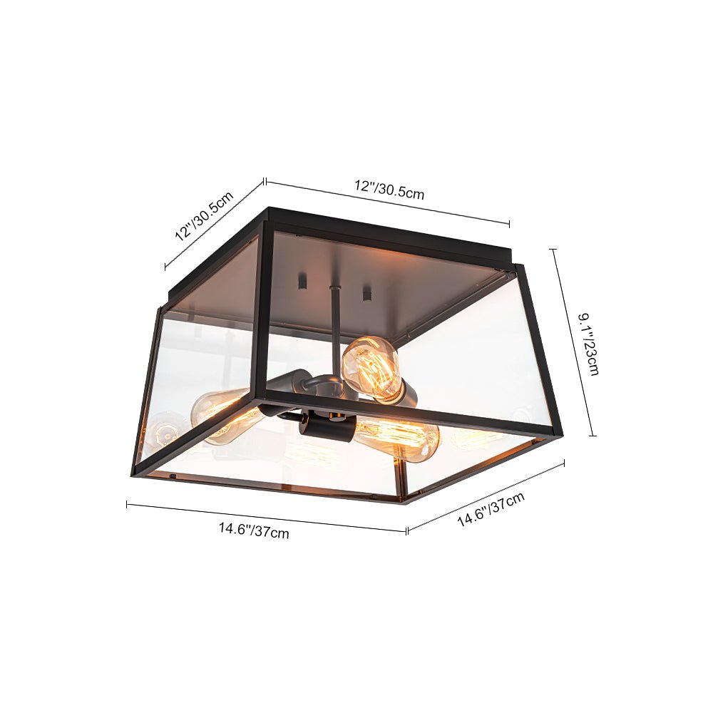Gloruvyr Square Box Clear Glass Ceiling Light
