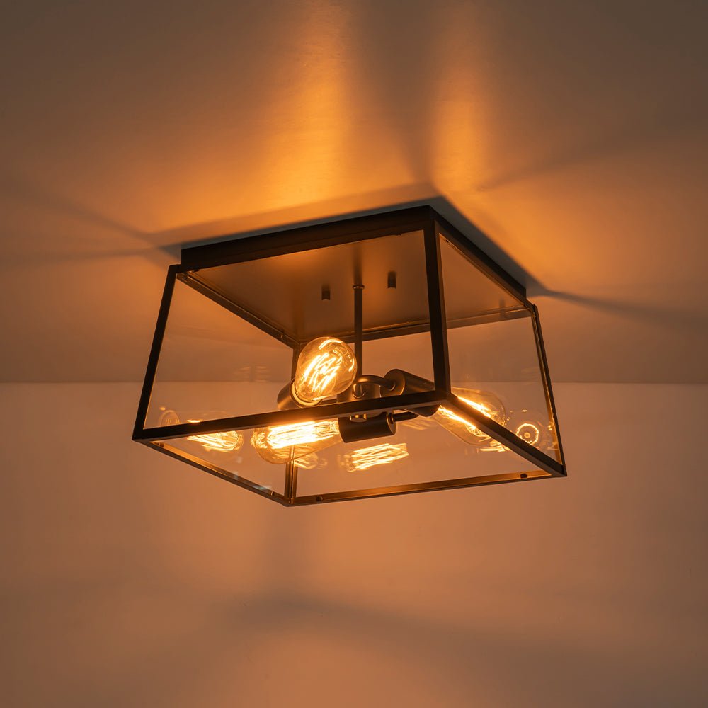 Gloruvyr Square Box Clear Glass Ceiling Light