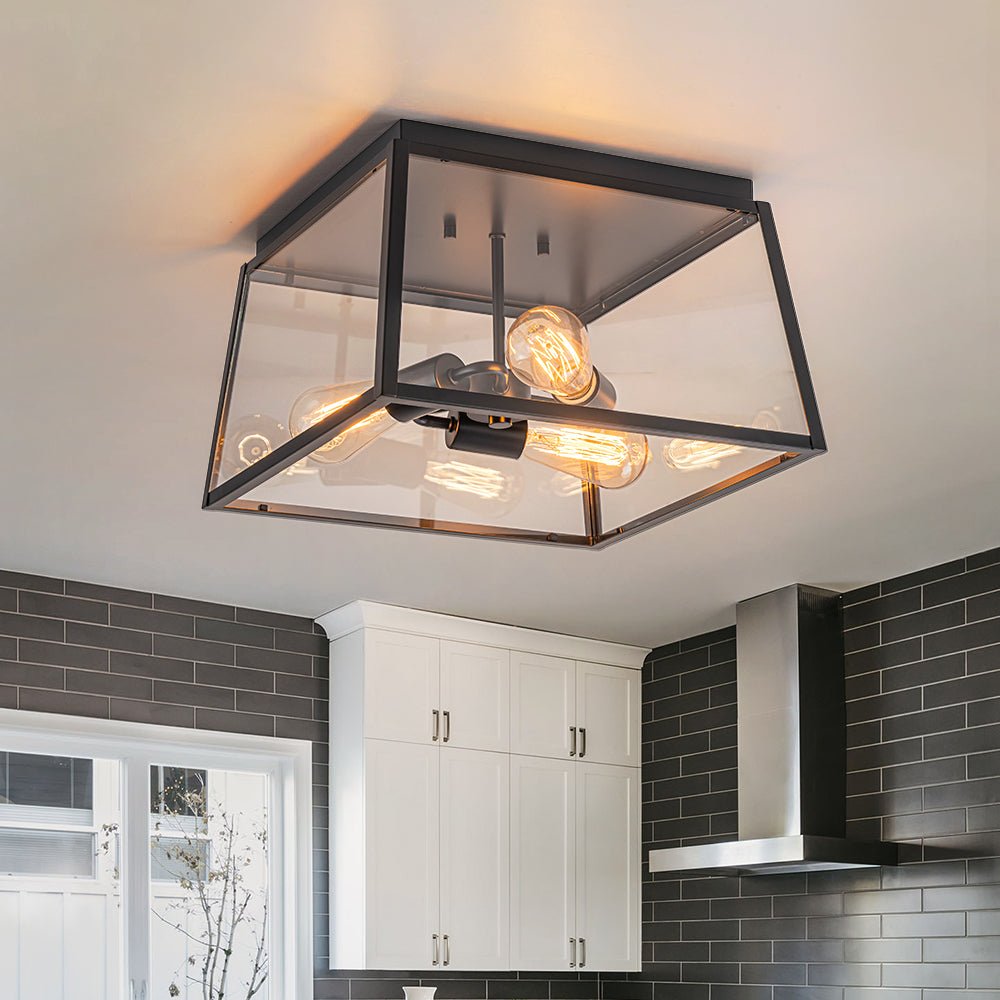 Gloruvyr Square Box Clear Glass Ceiling Light