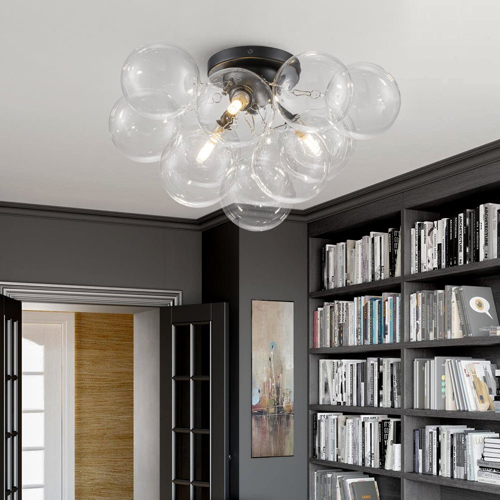 Lumira Globe Bubble Brass Glass Ceiling Light