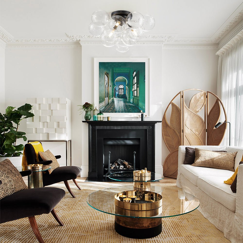 Lumira Globe Bubble Brass Glass Ceiling Light