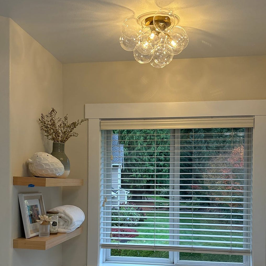 Lumira Globe Bubble Brass Glass Ceiling Light