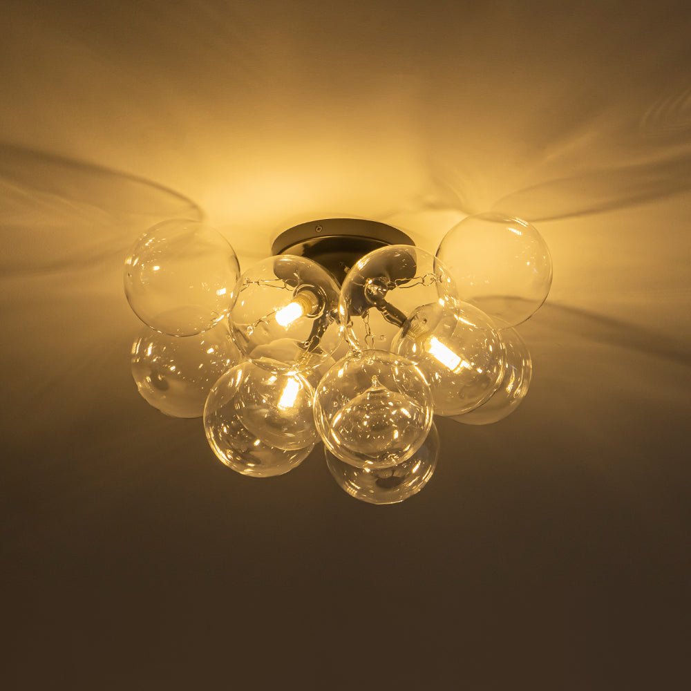 Lumira Globe Bubble Brass Glass Ceiling Light