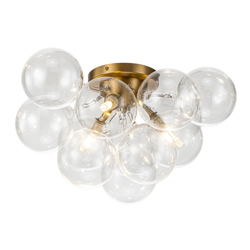 Lumira Globe Bubble Brass Glass Ceiling Light