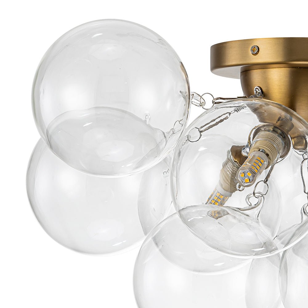 Lumira Globe Bubble Brass Glass Ceiling Light