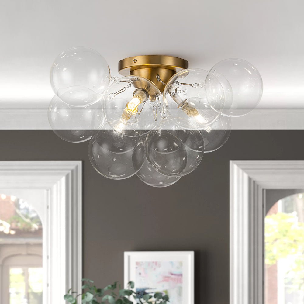 Lumira Globe Bubble Brass Glass Ceiling Light