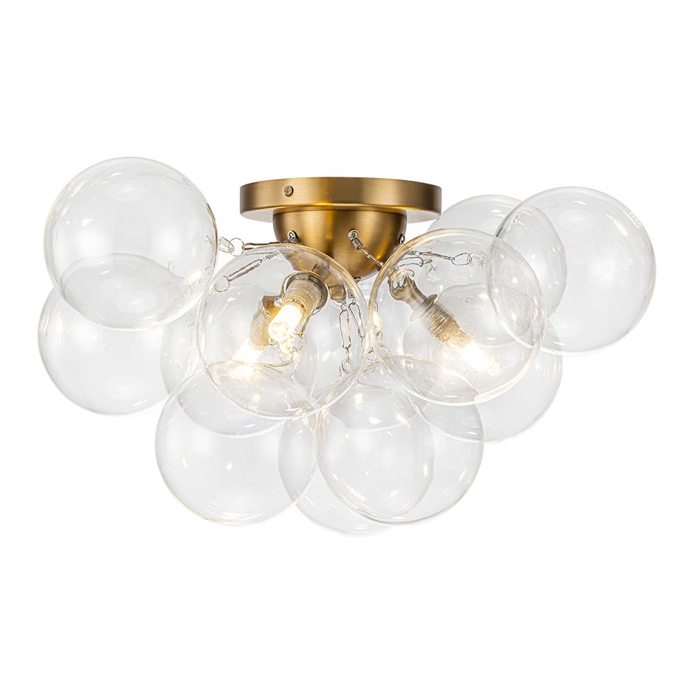 Lumira Globe Bubble Brass Glass Ceiling Light