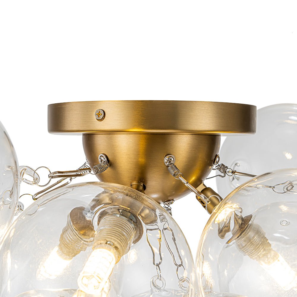 Lumira Globe Bubble Brass Glass Ceiling Light