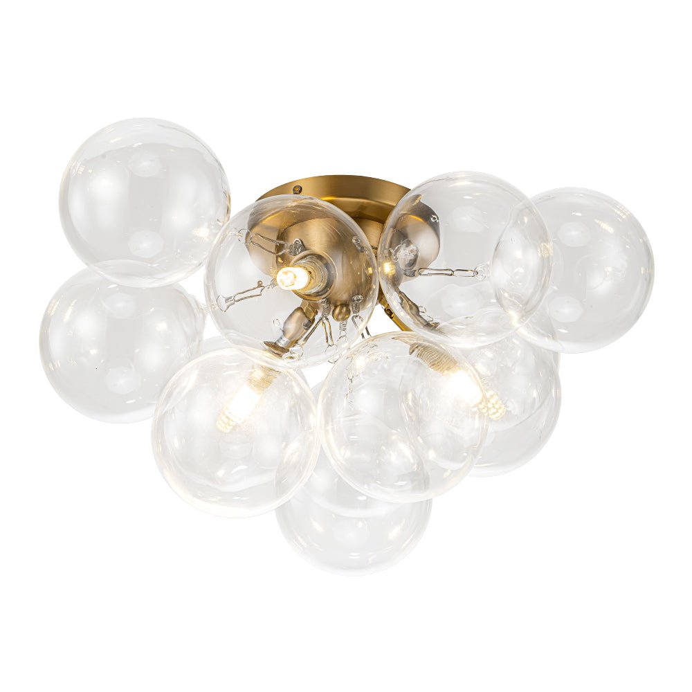 Lumira Globe Bubble Brass Glass Ceiling Light