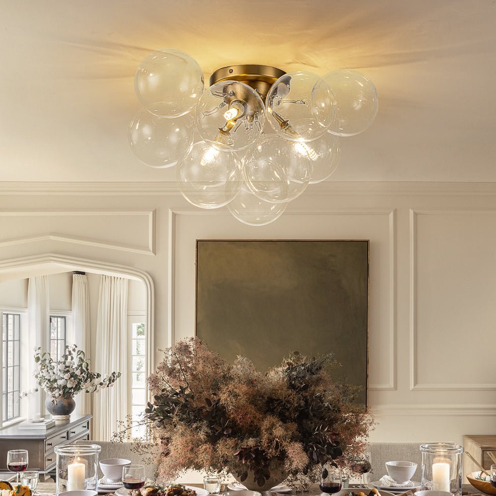 Lumira Globe Bubble Brass Glass Ceiling Light
