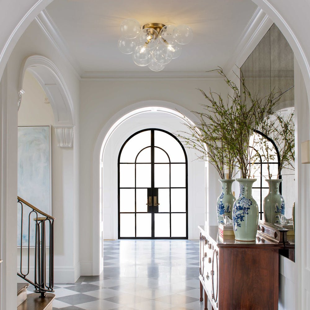 Lumira Globe Bubble Brass Glass Ceiling Light