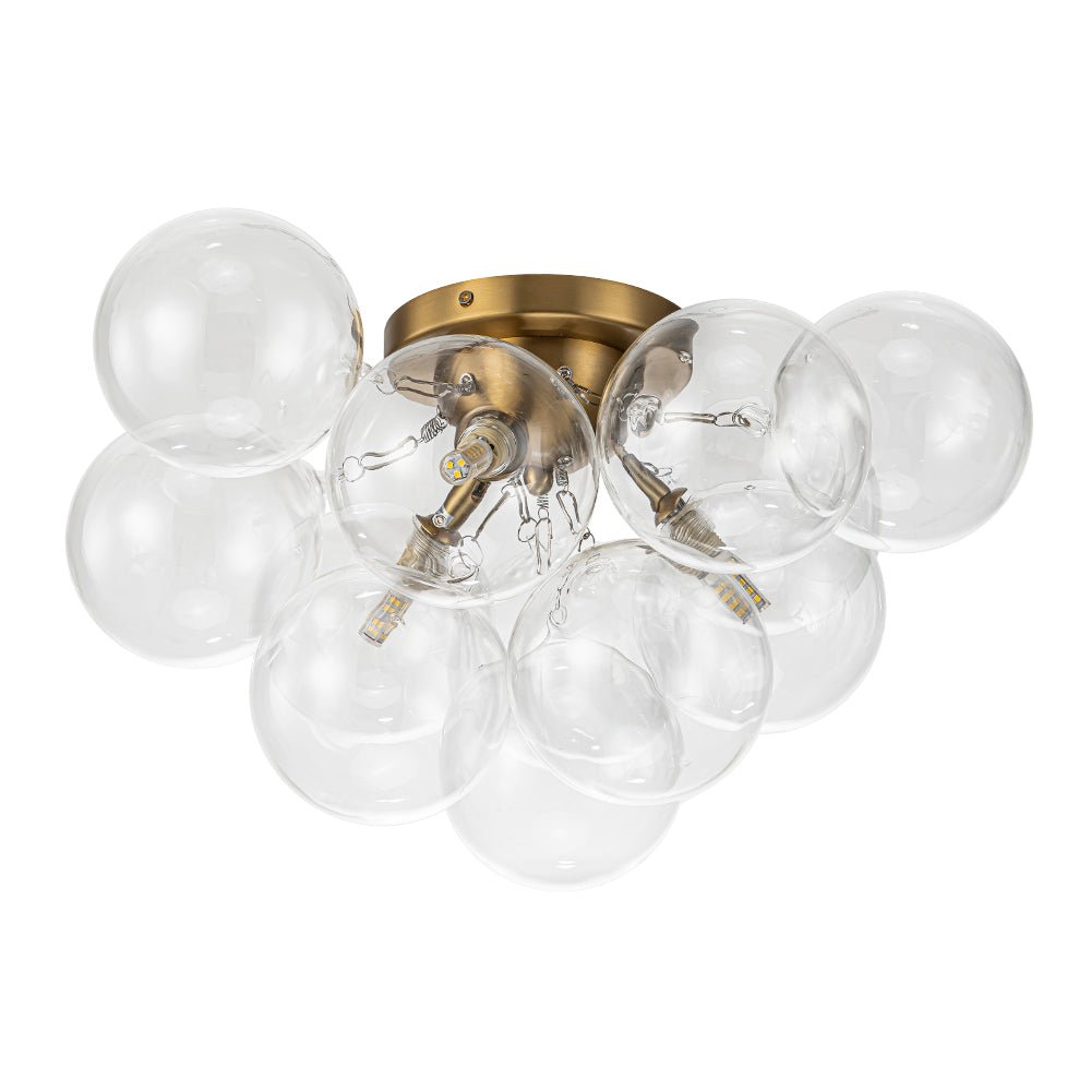 Lumira Globe Bubble Brass Glass Ceiling Light
