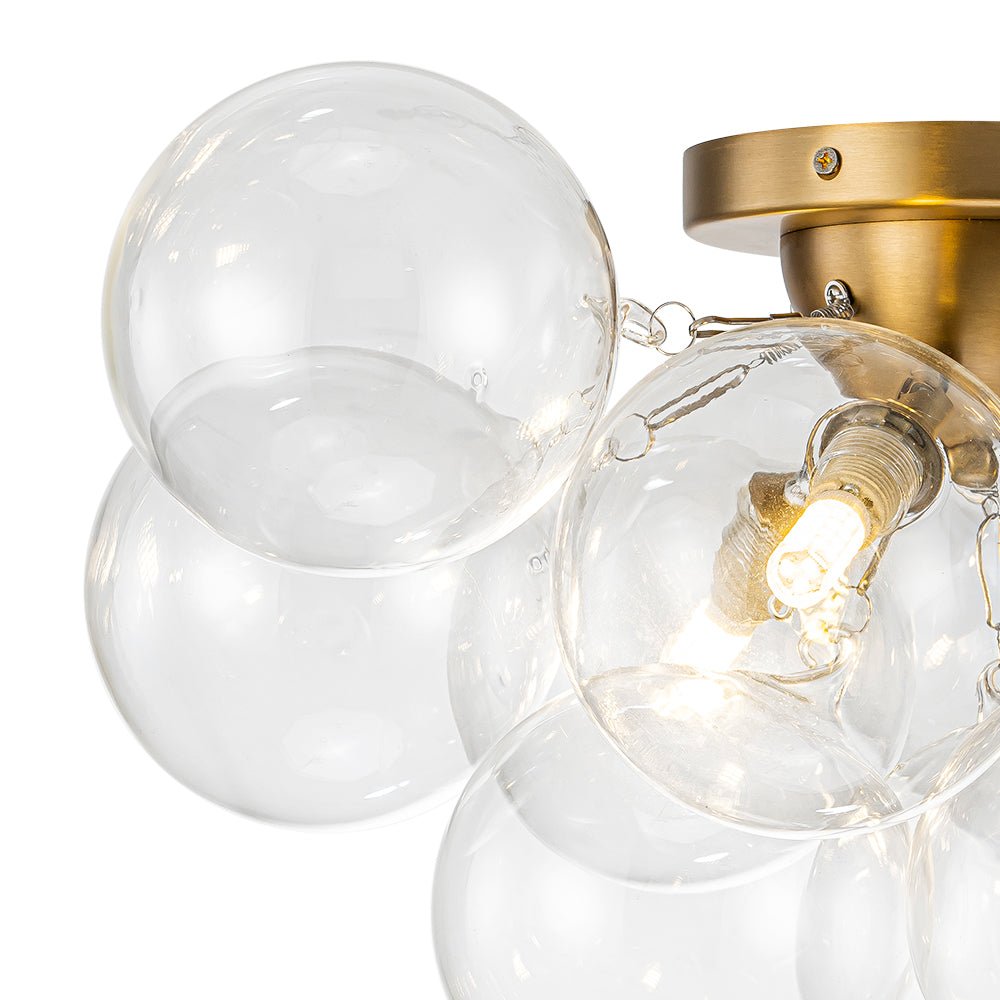 Lumira Globe Bubble Brass Glass Ceiling Light