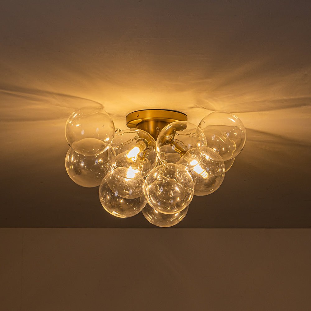 Lumira Globe Bubble Brass Glass Ceiling Light