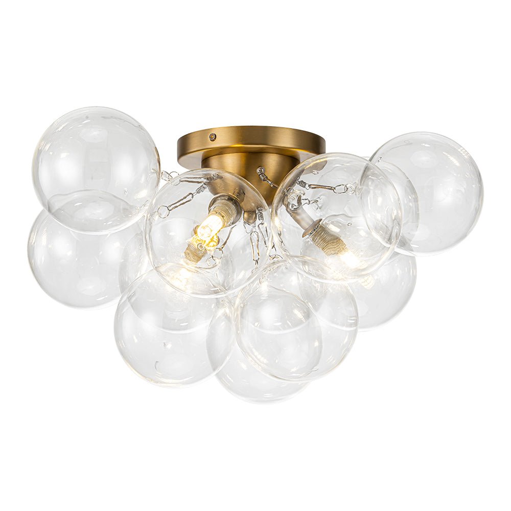 Lumira Globe Bubble Brass Glass Ceiling Light