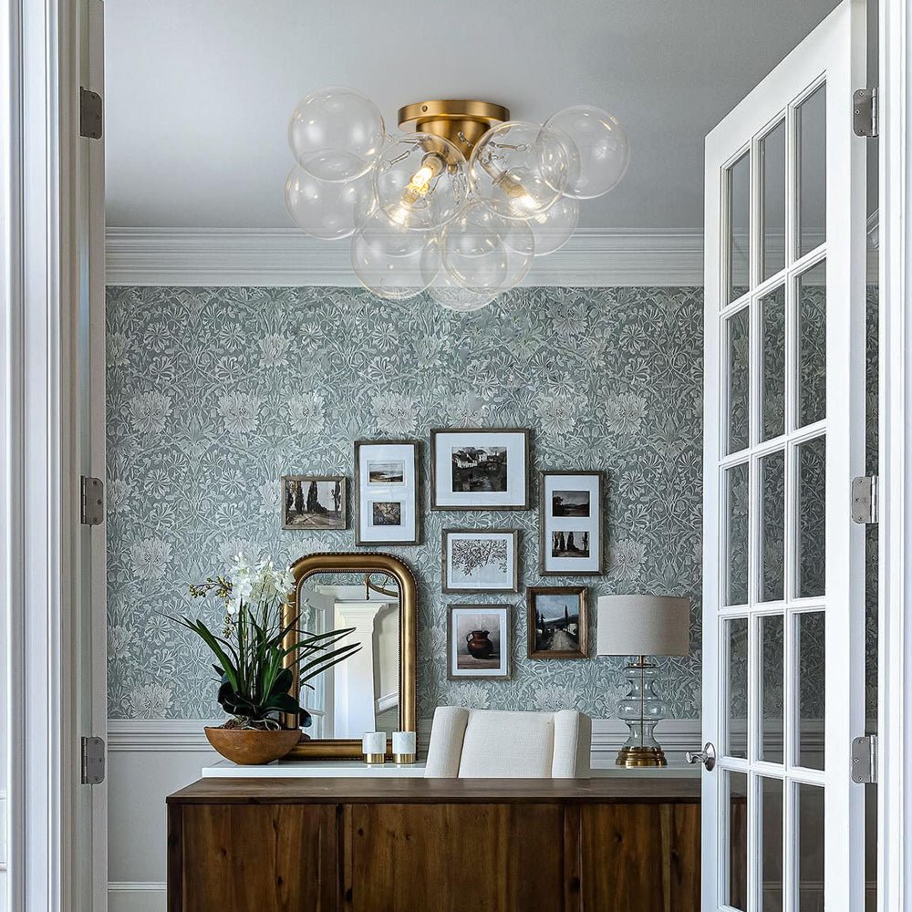 Lumira Globe Bubble Brass Glass Ceiling Light