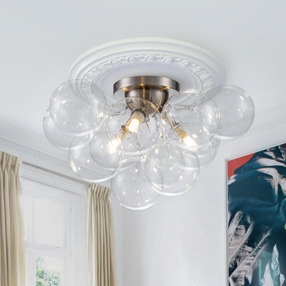 Lumira Globe Bubble Brass Glass Ceiling Light