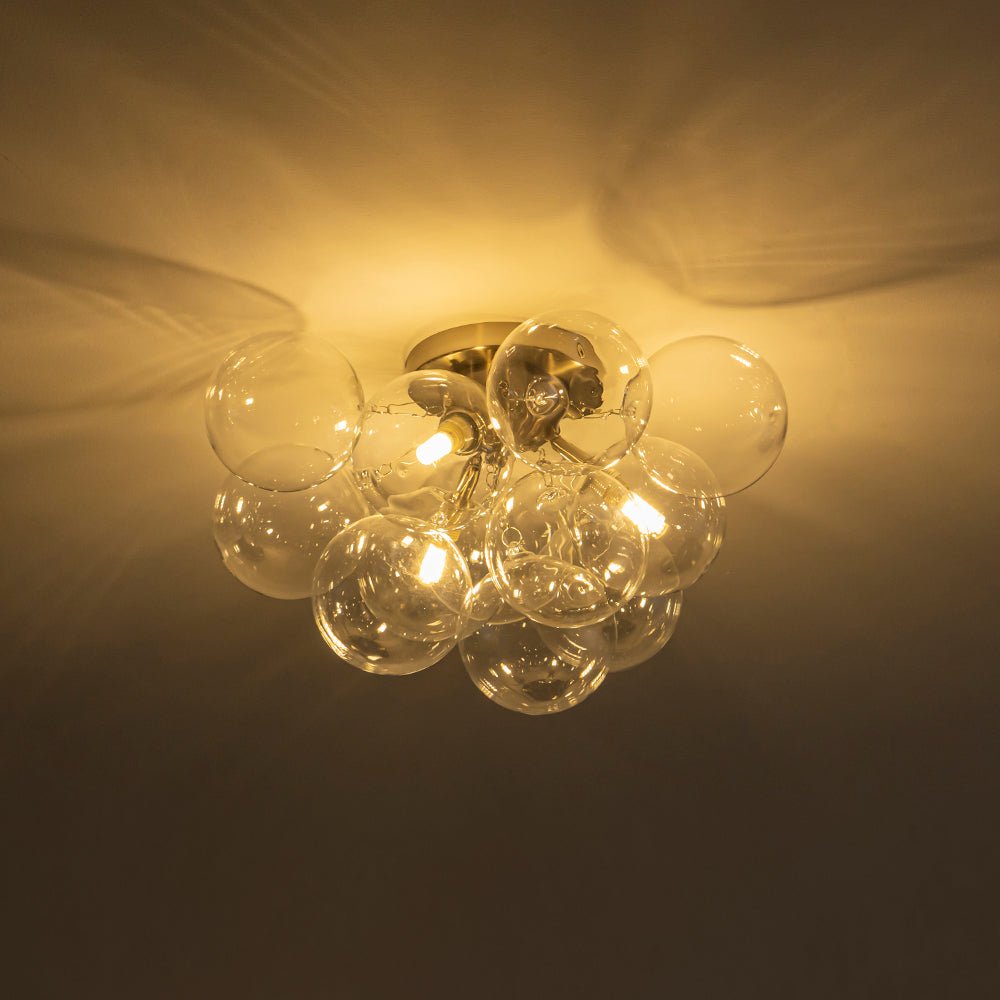 Lumira Globe Bubble Brass Glass Ceiling Light