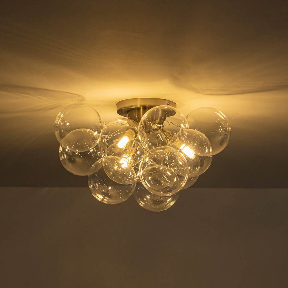 Lumira Globe Bubble Brass Glass Ceiling Light