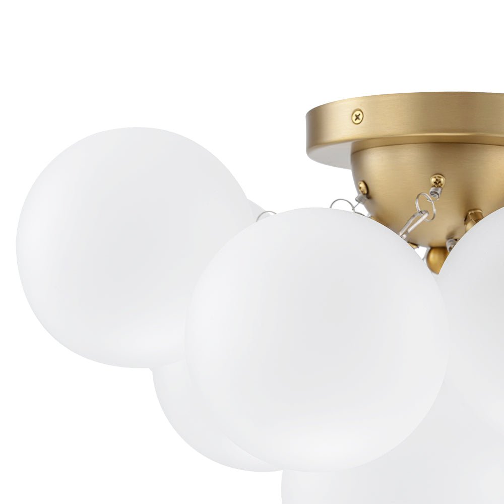 Mjolkuvox Cluster Frosted Globe Bubble Brass Glass Ceiling Light