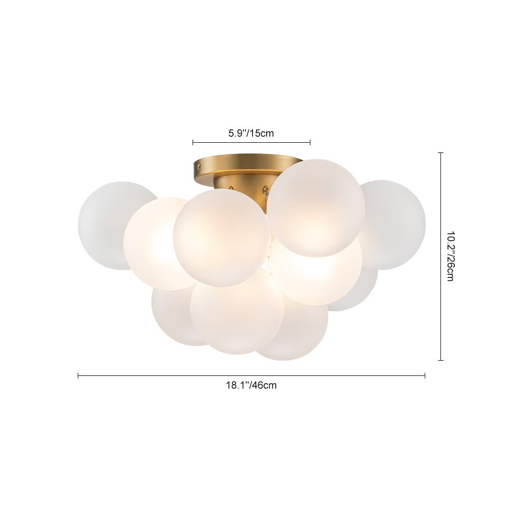 Mjolkuvox Cluster Frosted Globe Bubble Brass Glass Ceiling Light
