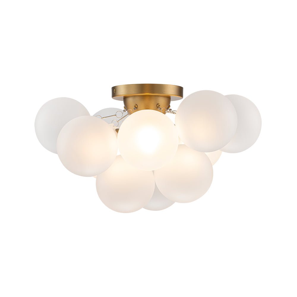 Mjolkuvox Cluster Frosted Globe Bubble Brass Glass Ceiling Light