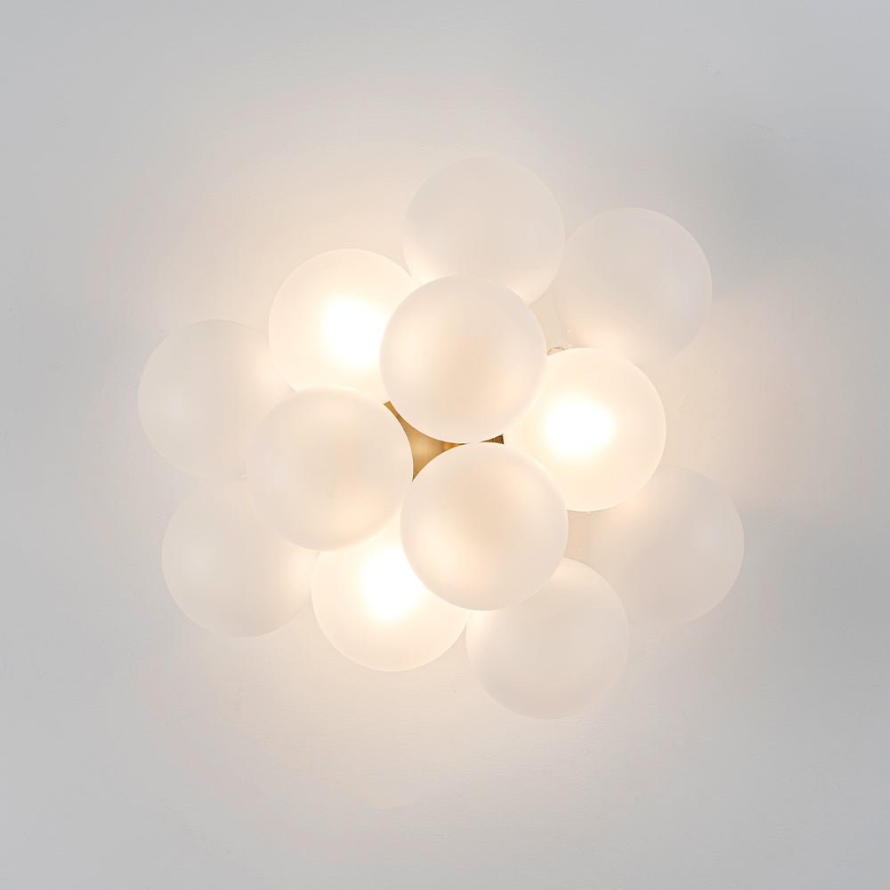 Mjolkuvox Cluster Frosted Globe Bubble Brass Glass Ceiling Light