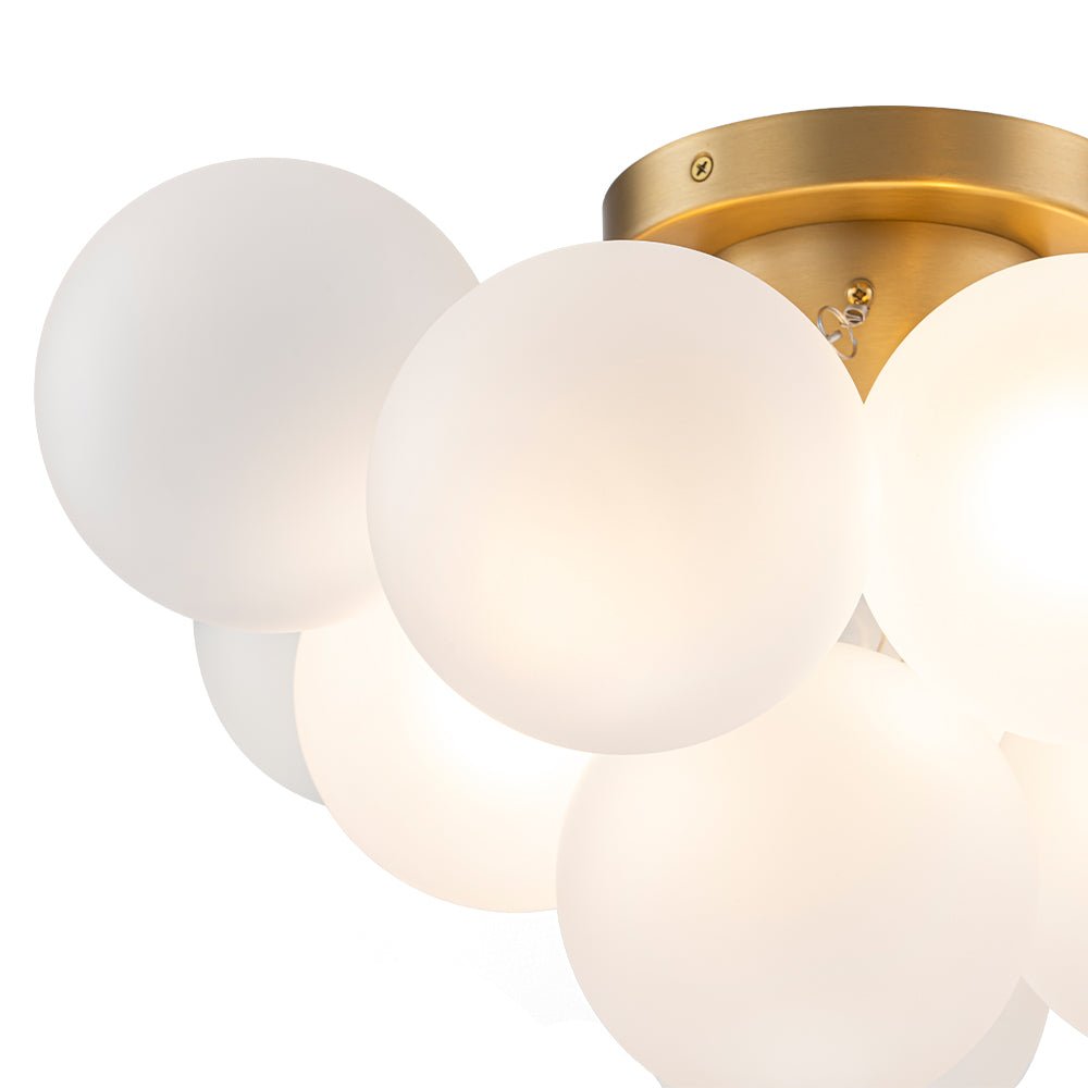 Mjolkuvox Cluster Frosted Globe Bubble Brass Glass Ceiling Light