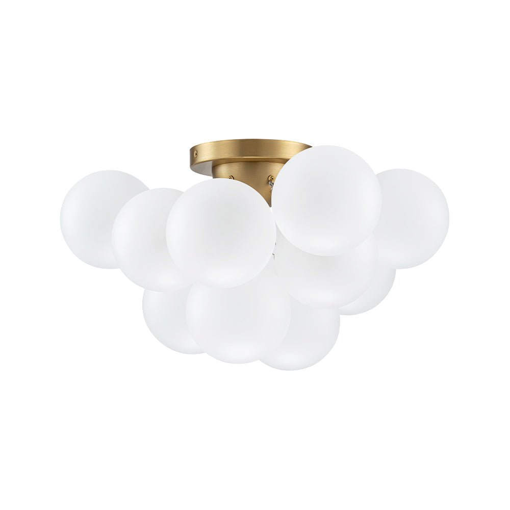 Mjolkuvox Cluster Frosted Globe Bubble Brass Glass Ceiling Light