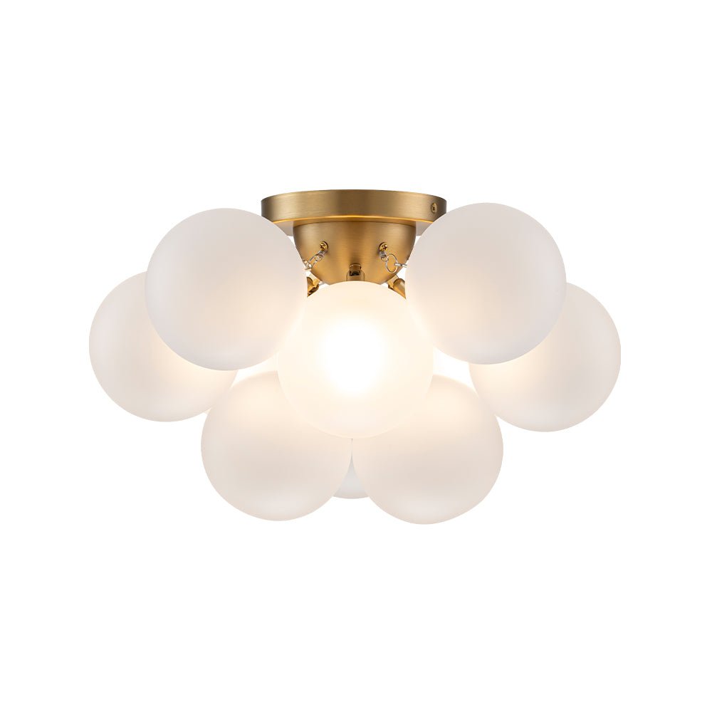 Mjolkuvox Cluster Frosted Globe Bubble Brass Glass Ceiling Light