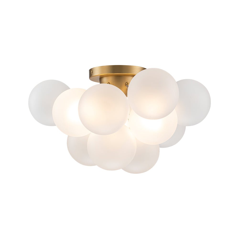 Mjolkuvox Cluster Frosted Globe Bubble Brass Glass Ceiling Light