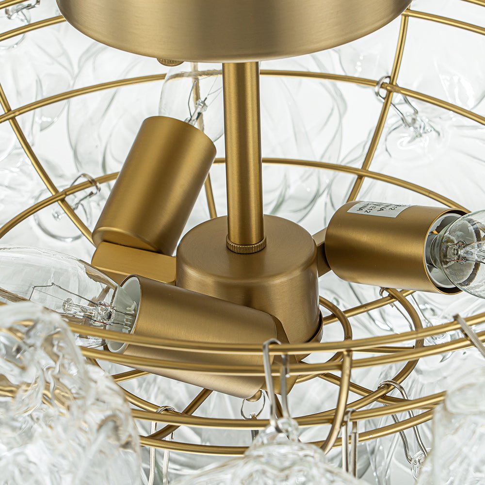 Ildvor Sculpture Glass Semi Flush Chandelier