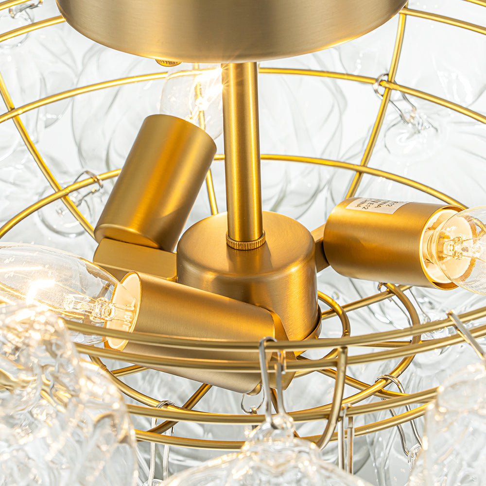 Ildvor Sculpture Glass Semi Flush Chandelier