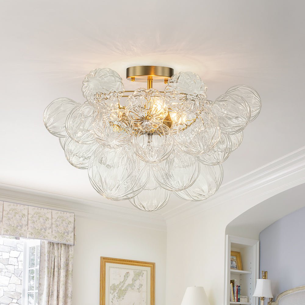 Ildvor Sculpture Glass Semi Flush Chandelier