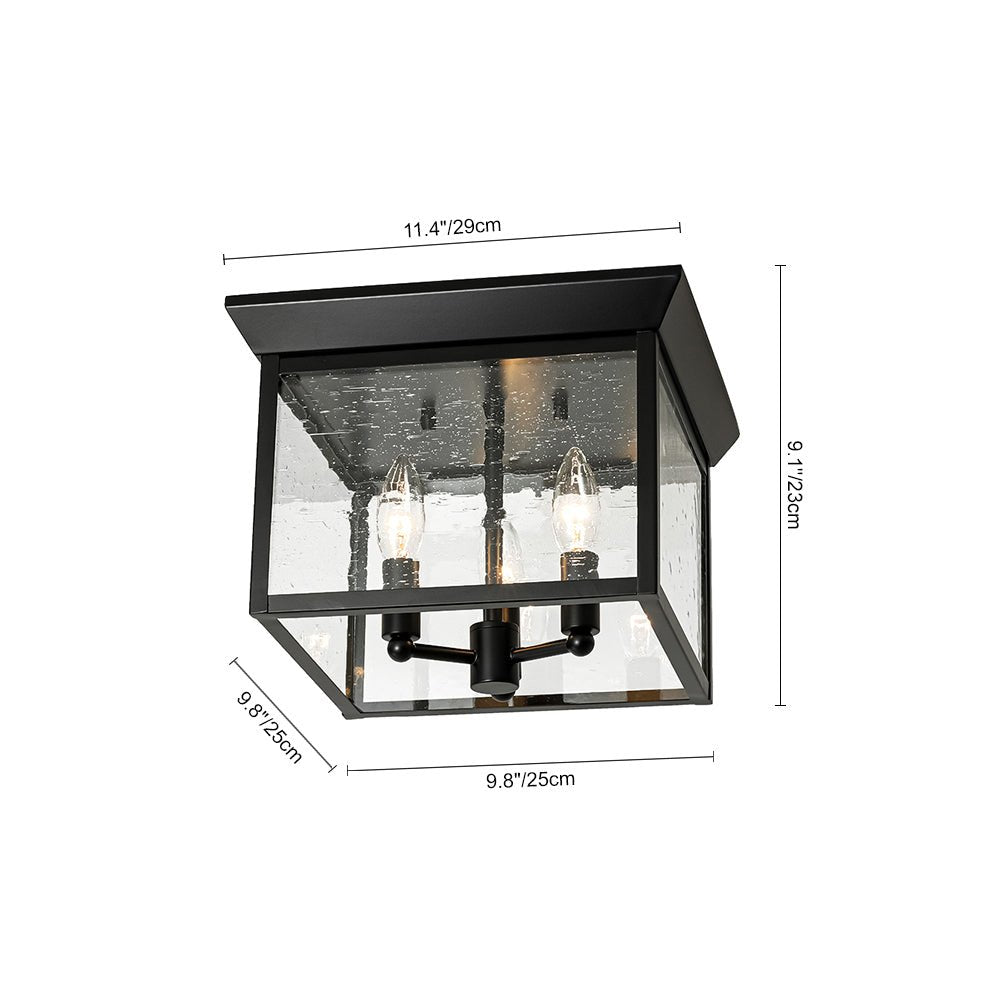 Caeluvyx Seeded Square Black Clear Glass Ceiling Light